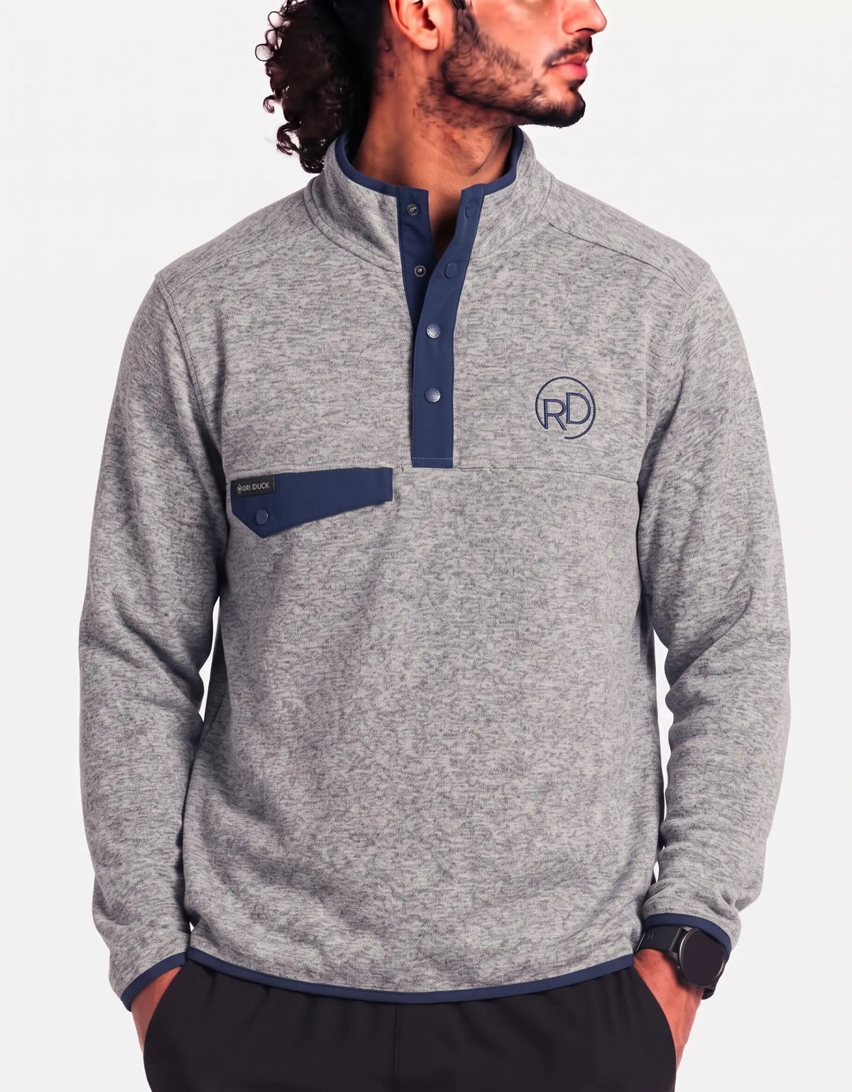 DRI Duck Men Shell Gray Navy Sweatshirt M