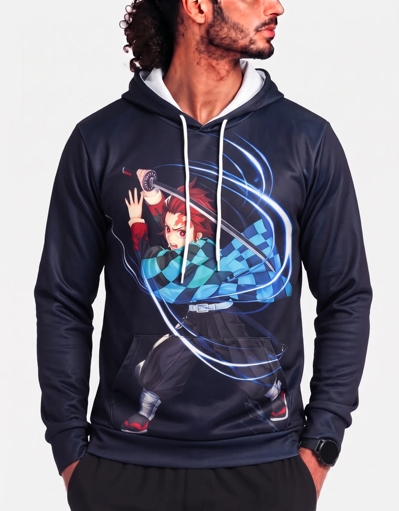 3D Print Men Polyester Navy Hoodie L
