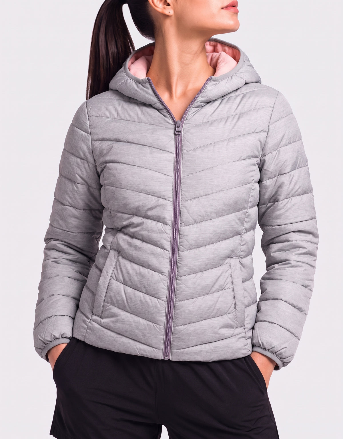 George Women Gray Puffer Jacket XL