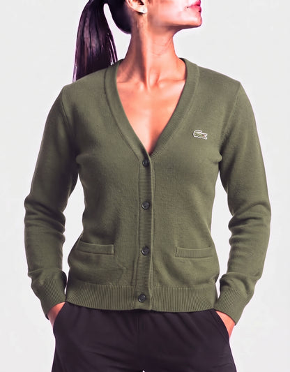 Lacoste Women Cotton Fleece Green Sweater M