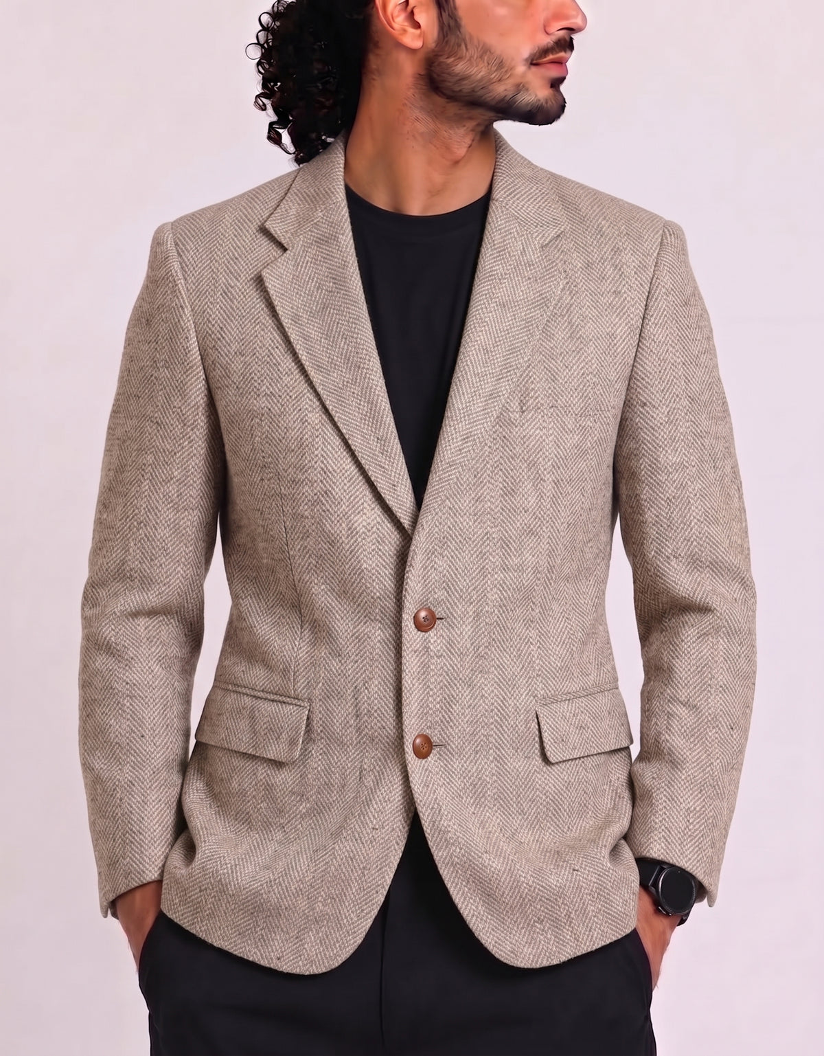Tailored Classics Men Wool Cream Coat M