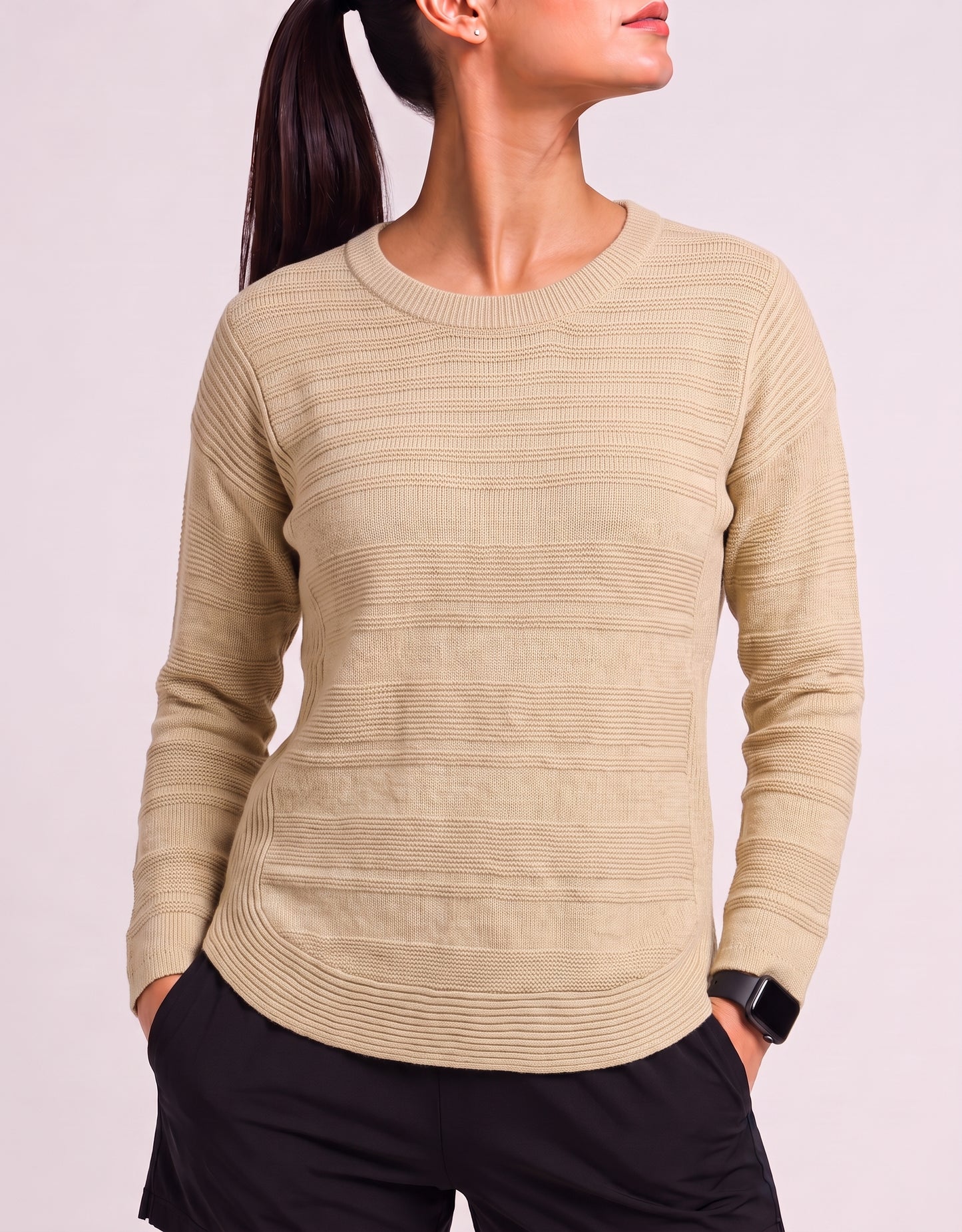Lee Women Cotton Fleece Cream Sweater  L