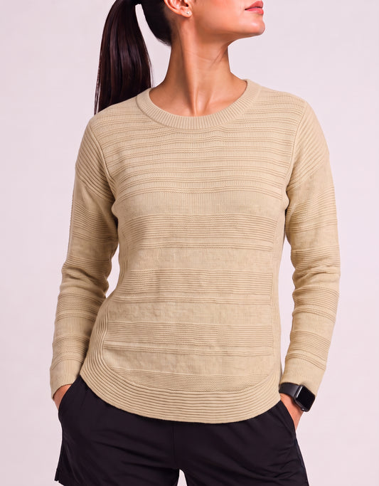 Lee Women Cotton Fleece Cream Sweater  L