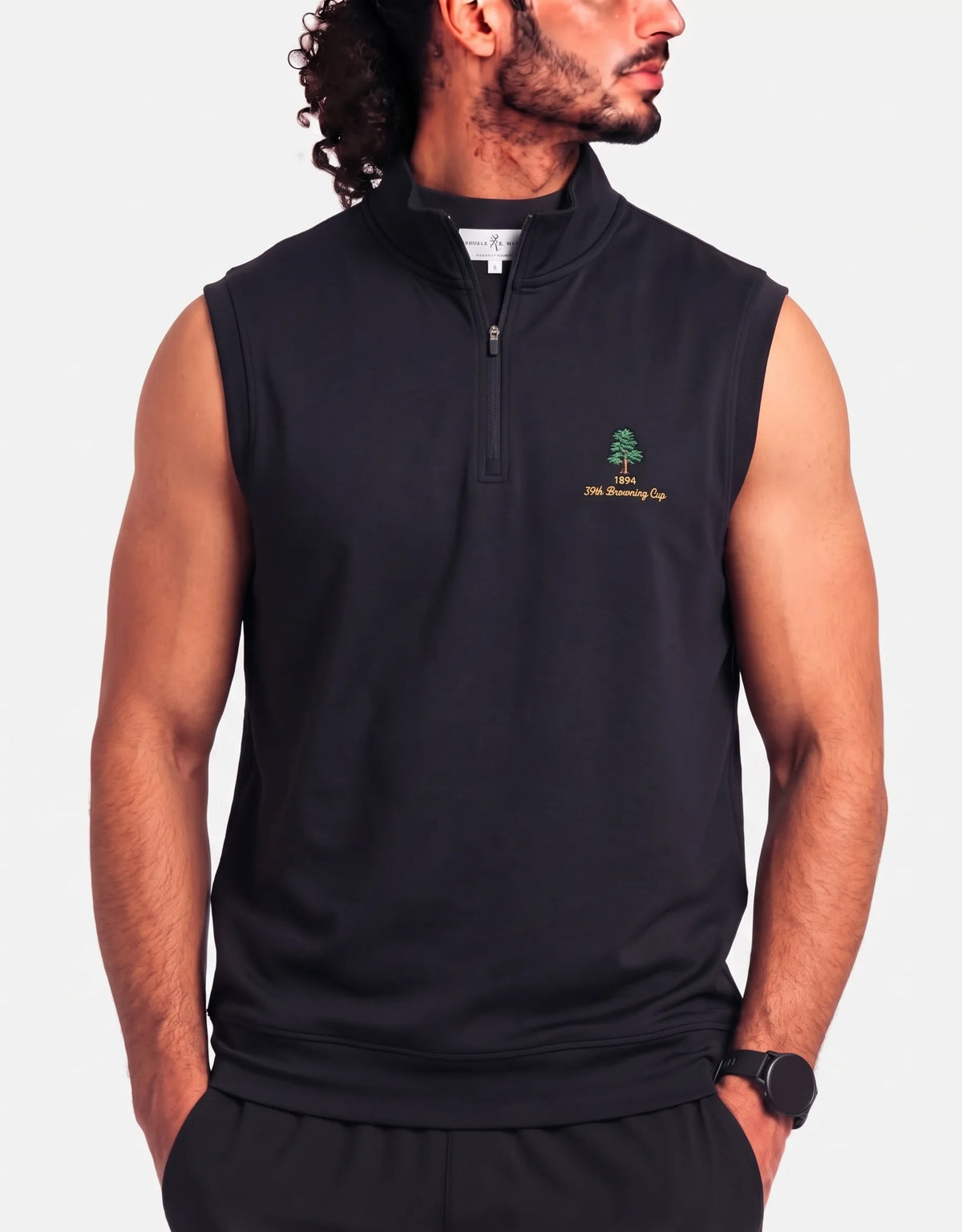 Fairway & Greene Men Pimacotton Black Navy Vest Sweatshirt L