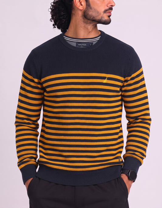 Nautica Men Cotton Fleece Yellow Sweater XL