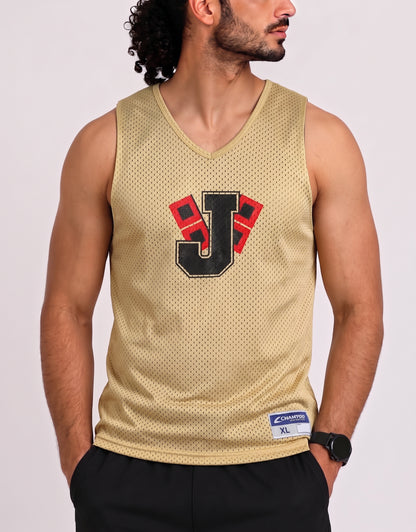 Campro Men Sport Cream Vest T Shirt 2 in 1 L