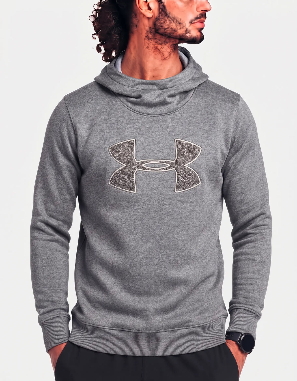 Under Armour Men Cotton Gray Beige Hoodie S