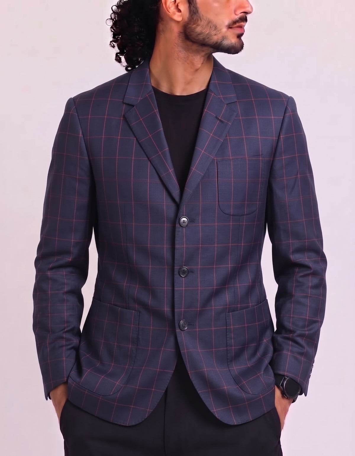 Z Zegna Men Cotton Blue Coat M