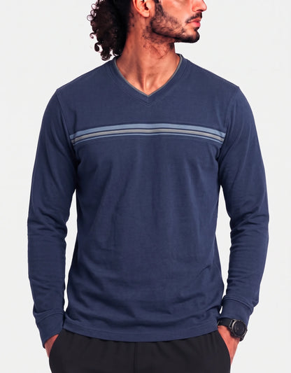 Van Heusen Men Polyester Navy Brown Sweater M