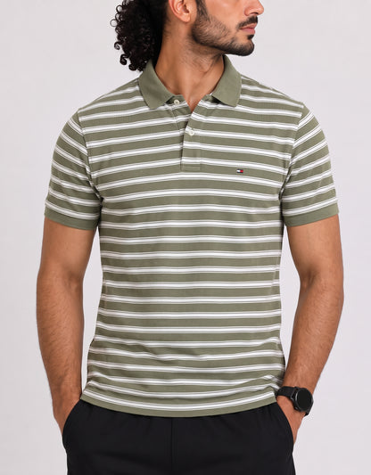 Tommy Hilfiger Men Green Cotton Polo T Shirt L