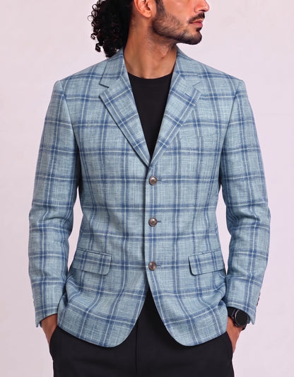 Ermenegildo Zegna Men Cotton Blue Coat M