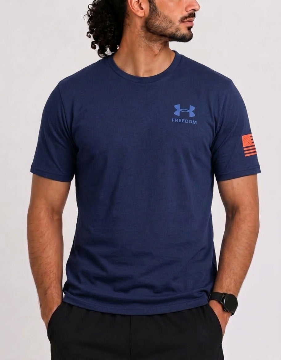 Under Armour Men Blue Cotton T Shirt 2XL