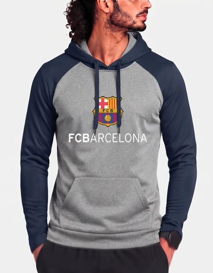 FCB Men Polyester Gray Navy Hoodie M