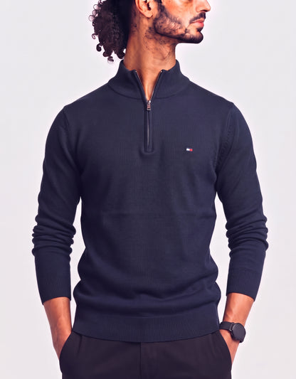 Tommy Hilfiger Men Blue Half Zip Sweater M