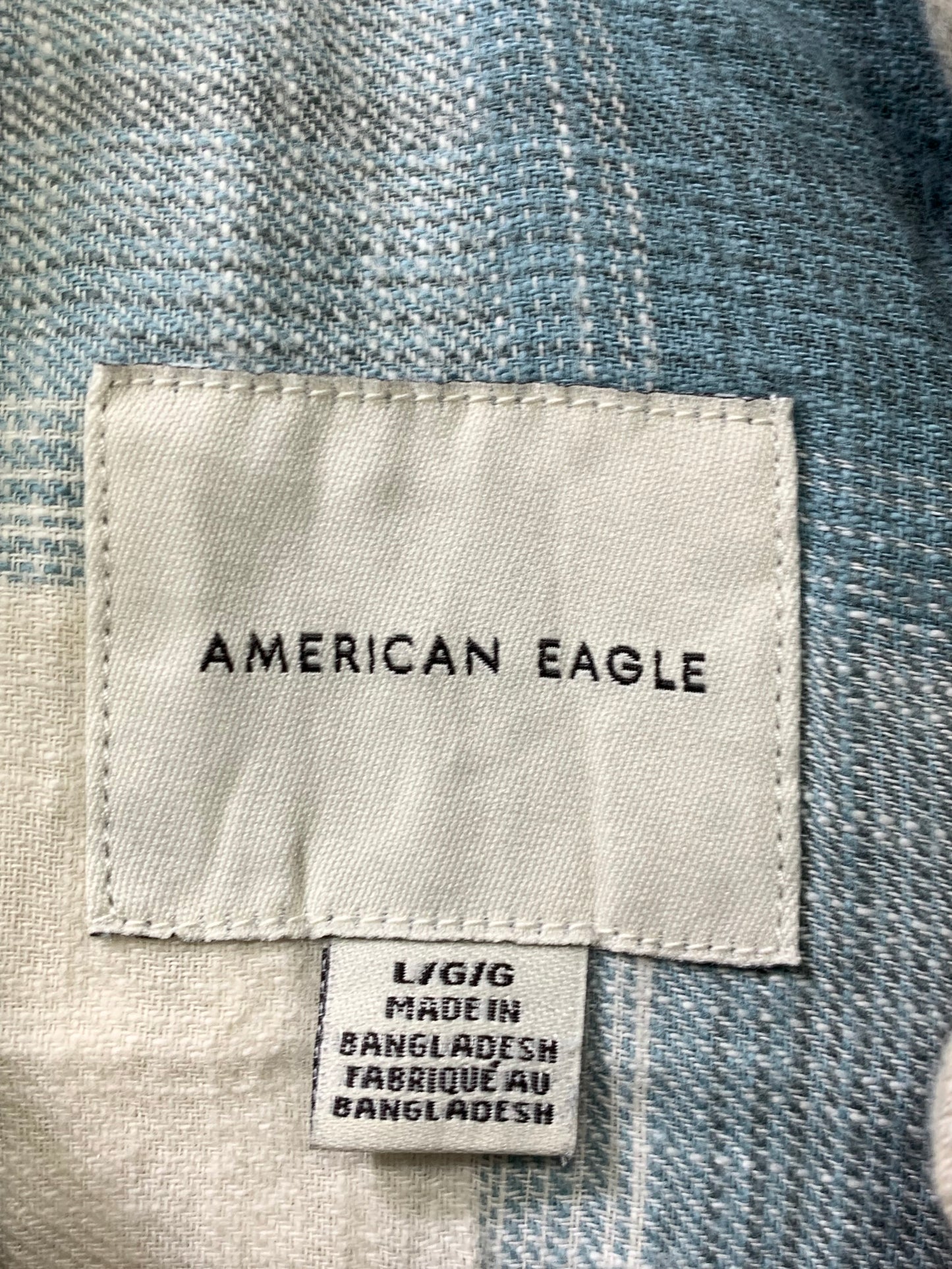 American Eagle Blue Cotton Winter Hood Shirt For Men M