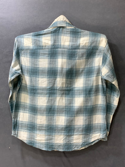 American Eagle Blue Cotton Winter Hood Shirt For Men M