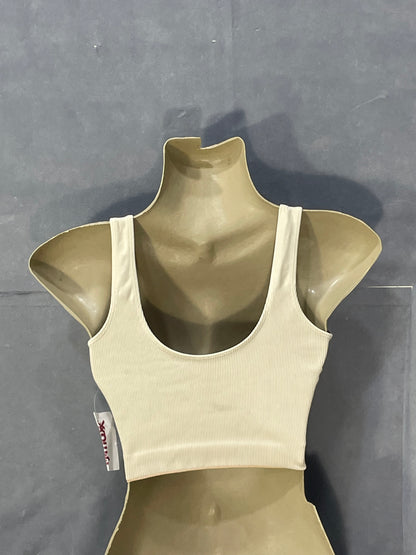 Sassy Bax Cream Sports Gym Bra For Women M