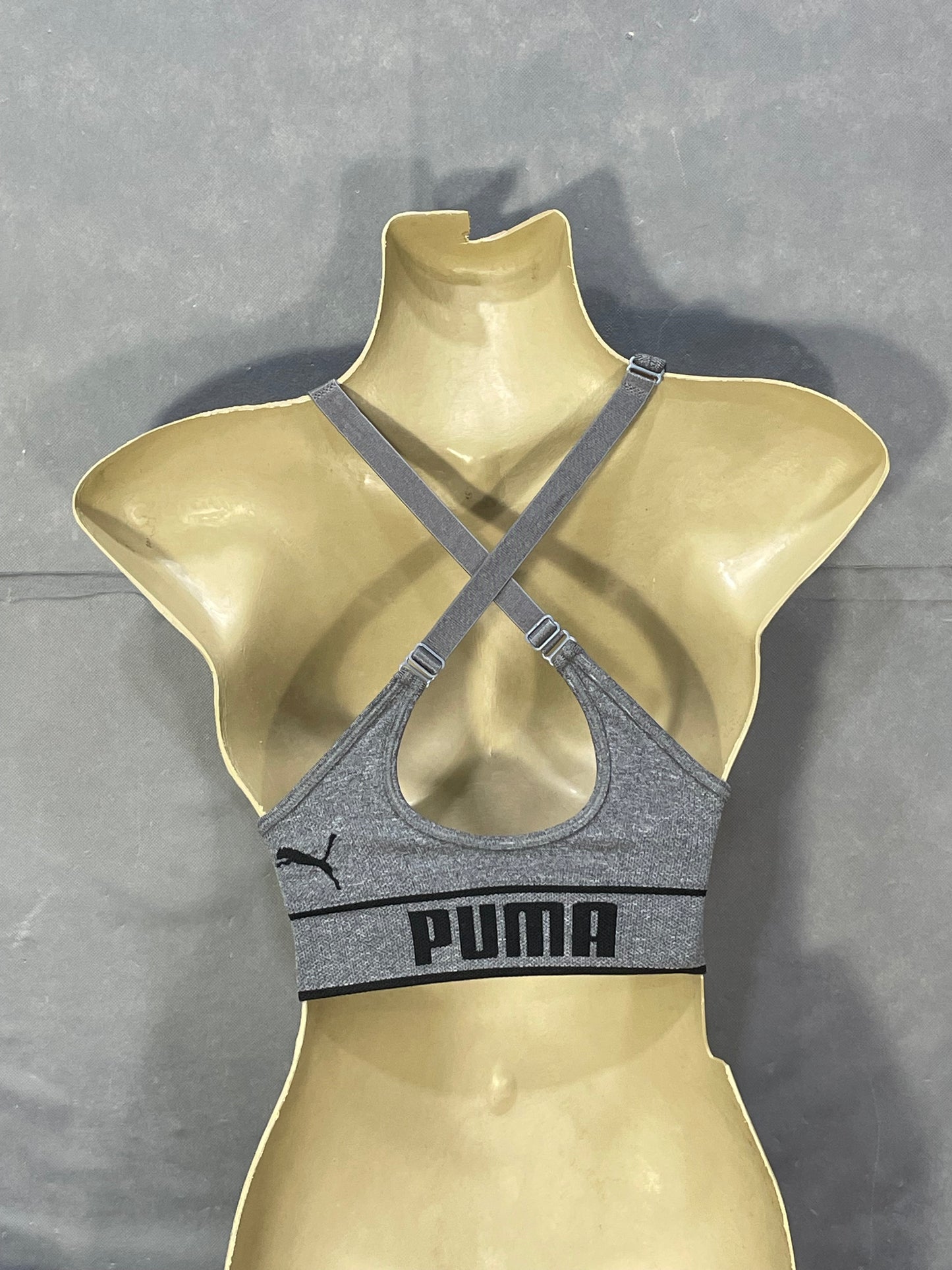 Puma Gray Sports Gym Bra For Women M