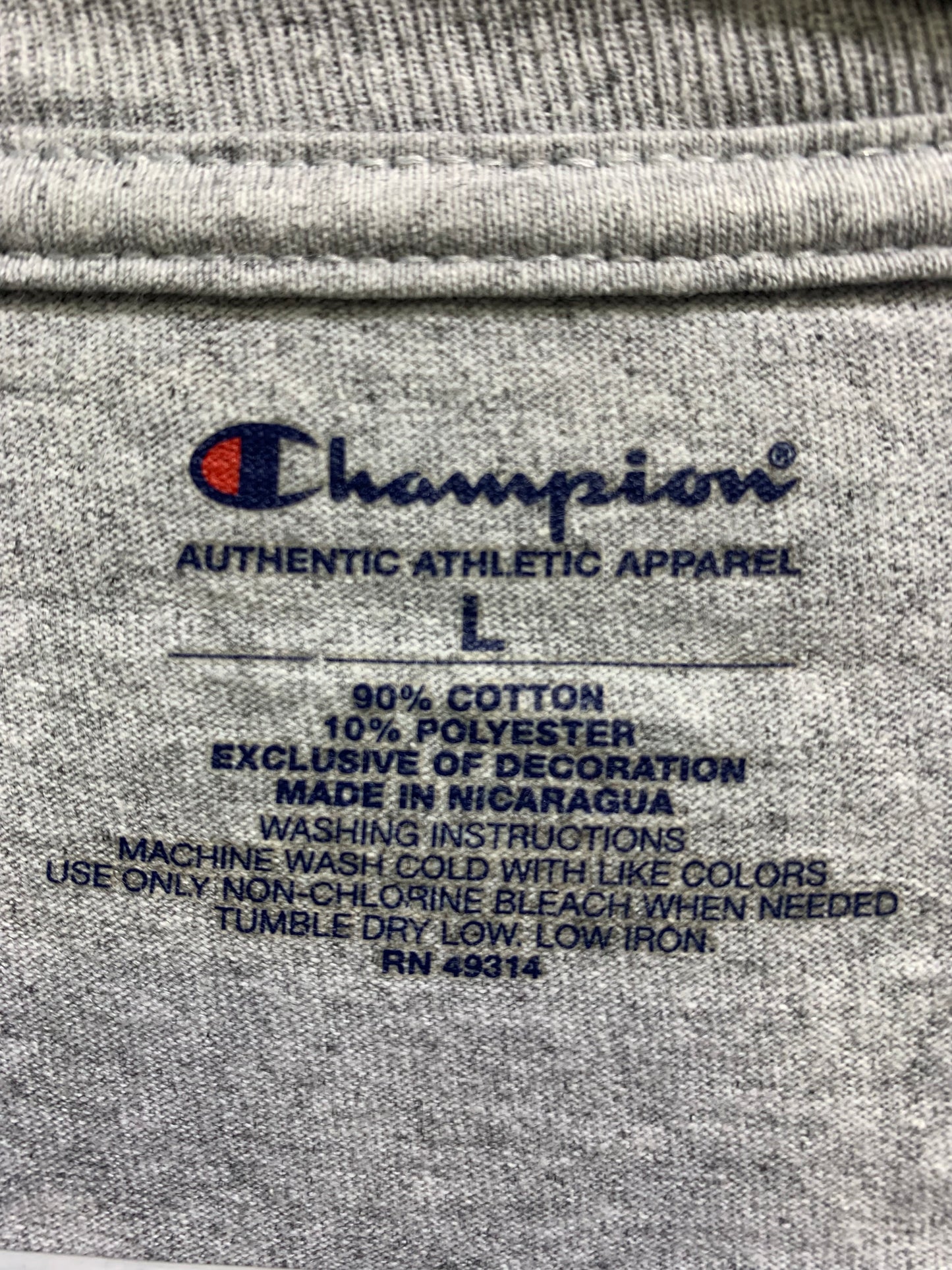 Champion Gray Cotton T Shirt For Men Small