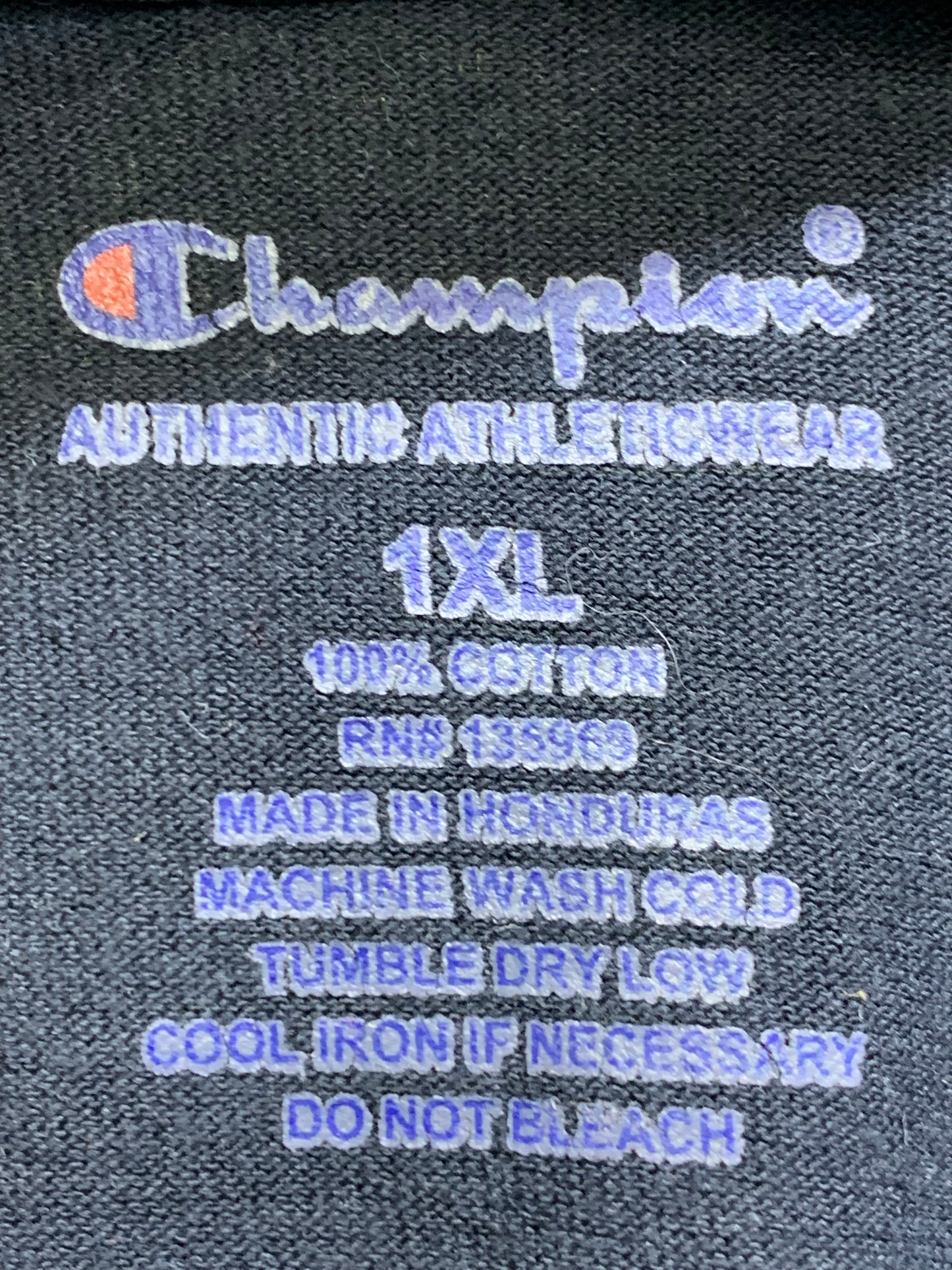 Champion Black Cotton T Shirt For Men X Large