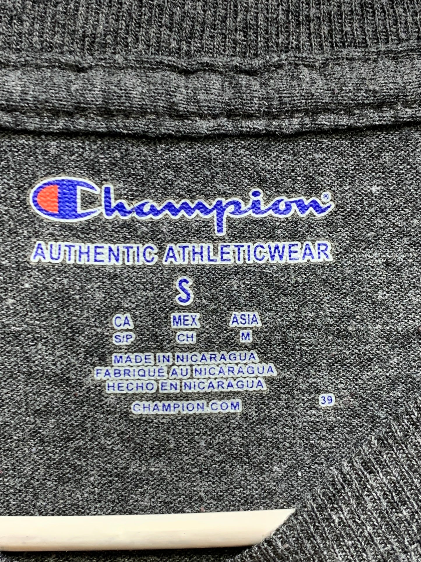 Champion Gray Cotton T Shirt For Men Small