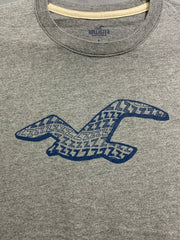 Hollister Branded Original Cotton Gray & Blue T Shirt For Men
