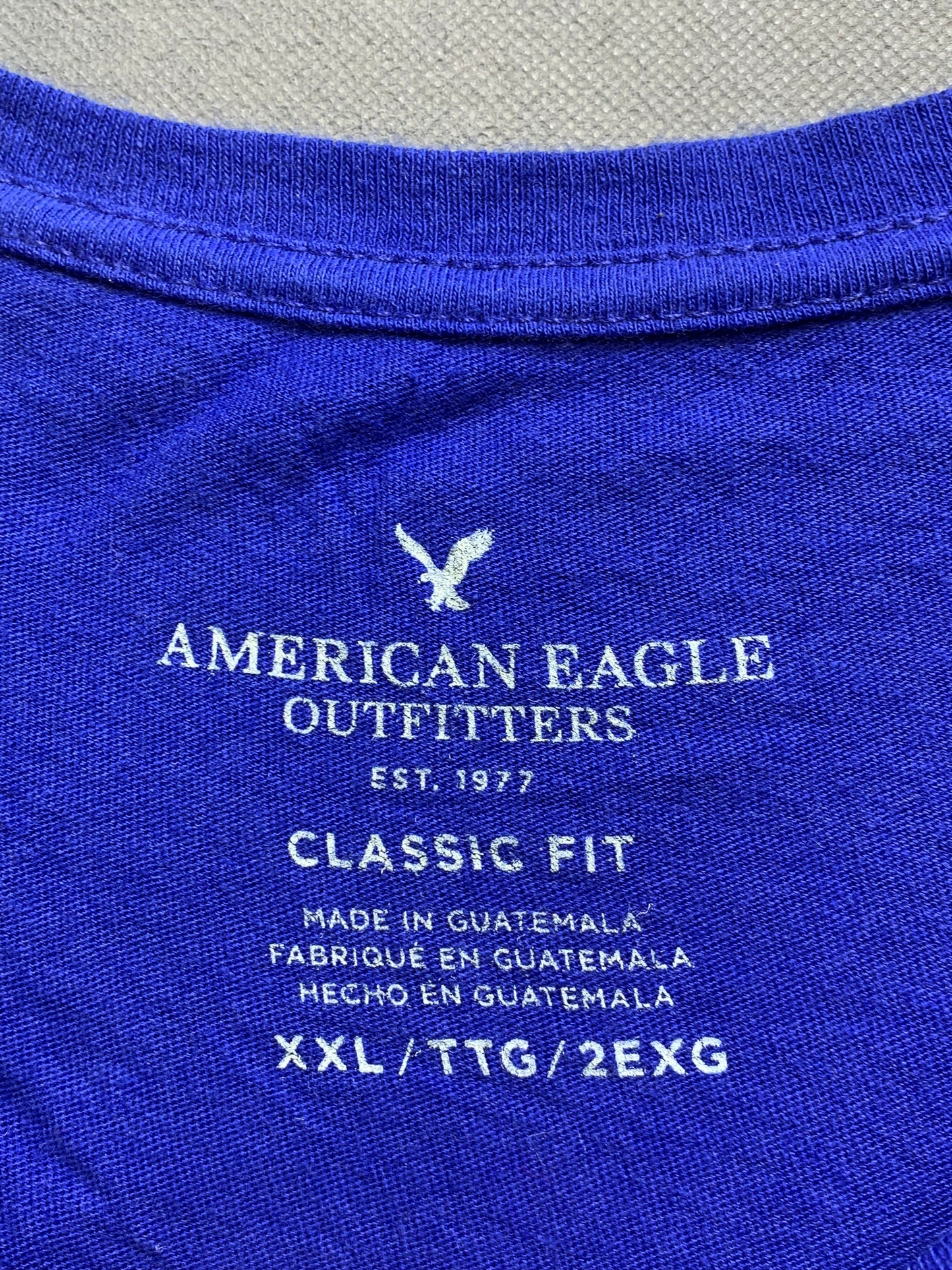 American Eagle Branded Original Blue & Green Cotton T Shirt For Men