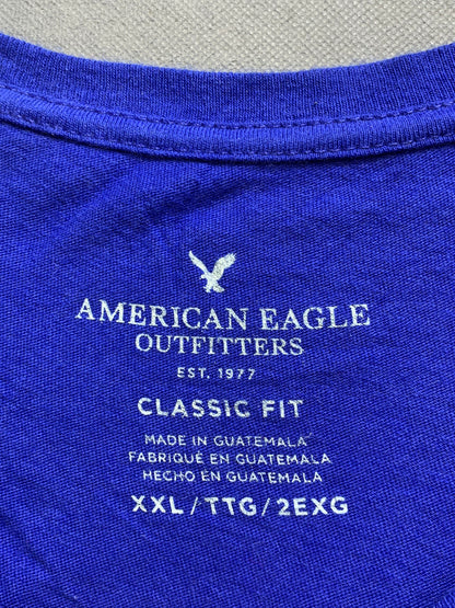 American Eagle Branded Original Blue & Green Cotton T Shirt For Men