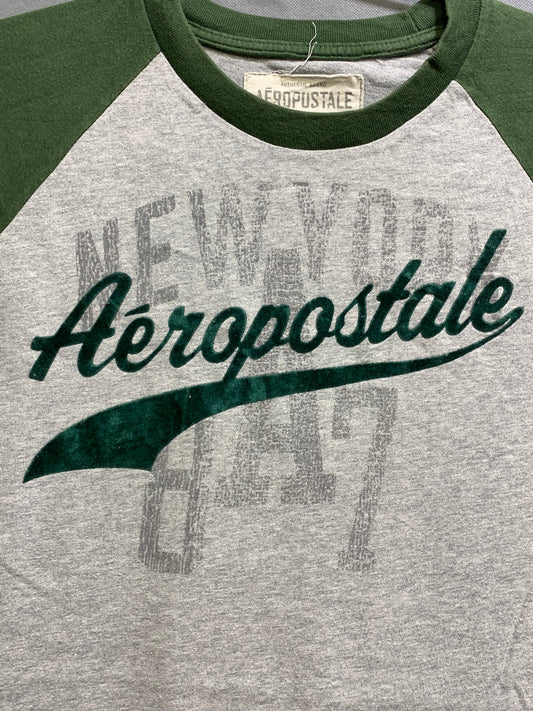 Aeropostale Branded Original Cotton Gray & Green T Shirt For Men