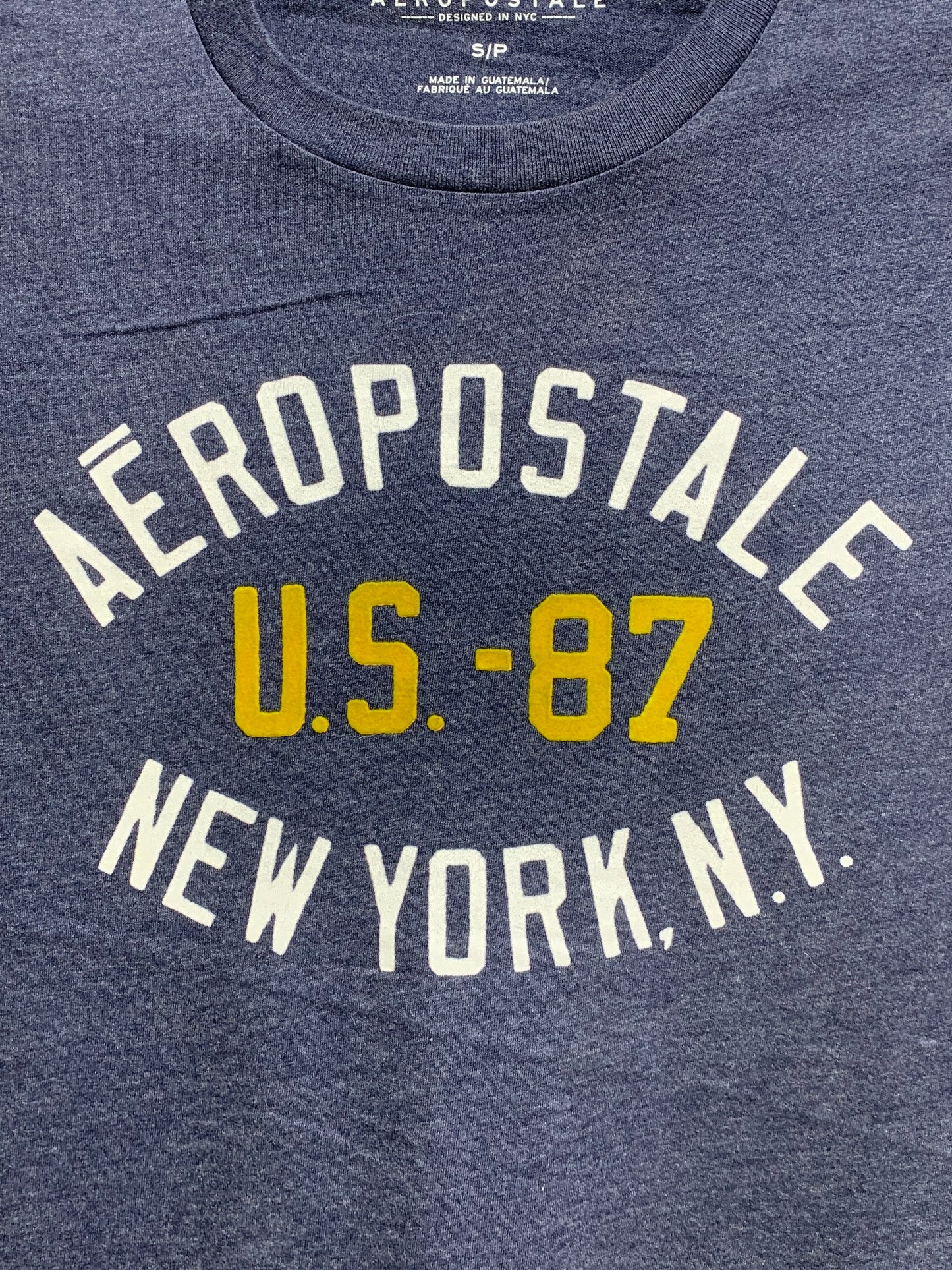Aeropostale Branded Original Gray & Yellow Cotton T Shirt For Men