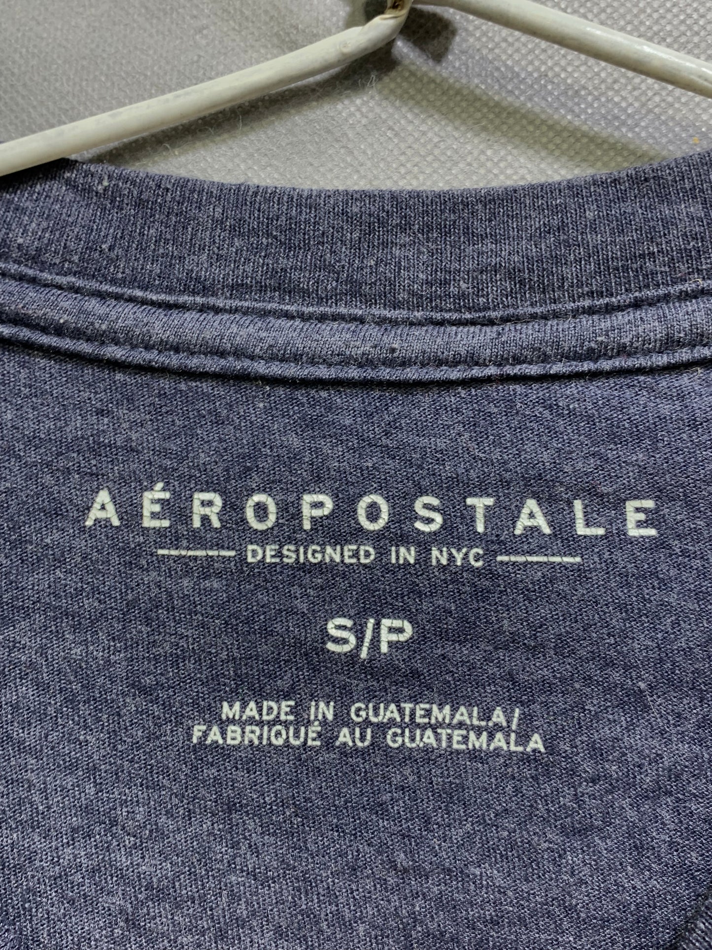 Aeropostale Branded Original Gray & Yellow Cotton T Shirt For Men