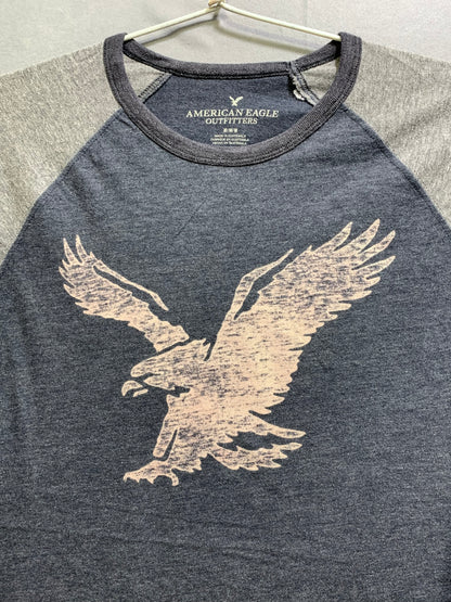 American Eagle Branded Original Gray & Black Cotton T Shirt For Men