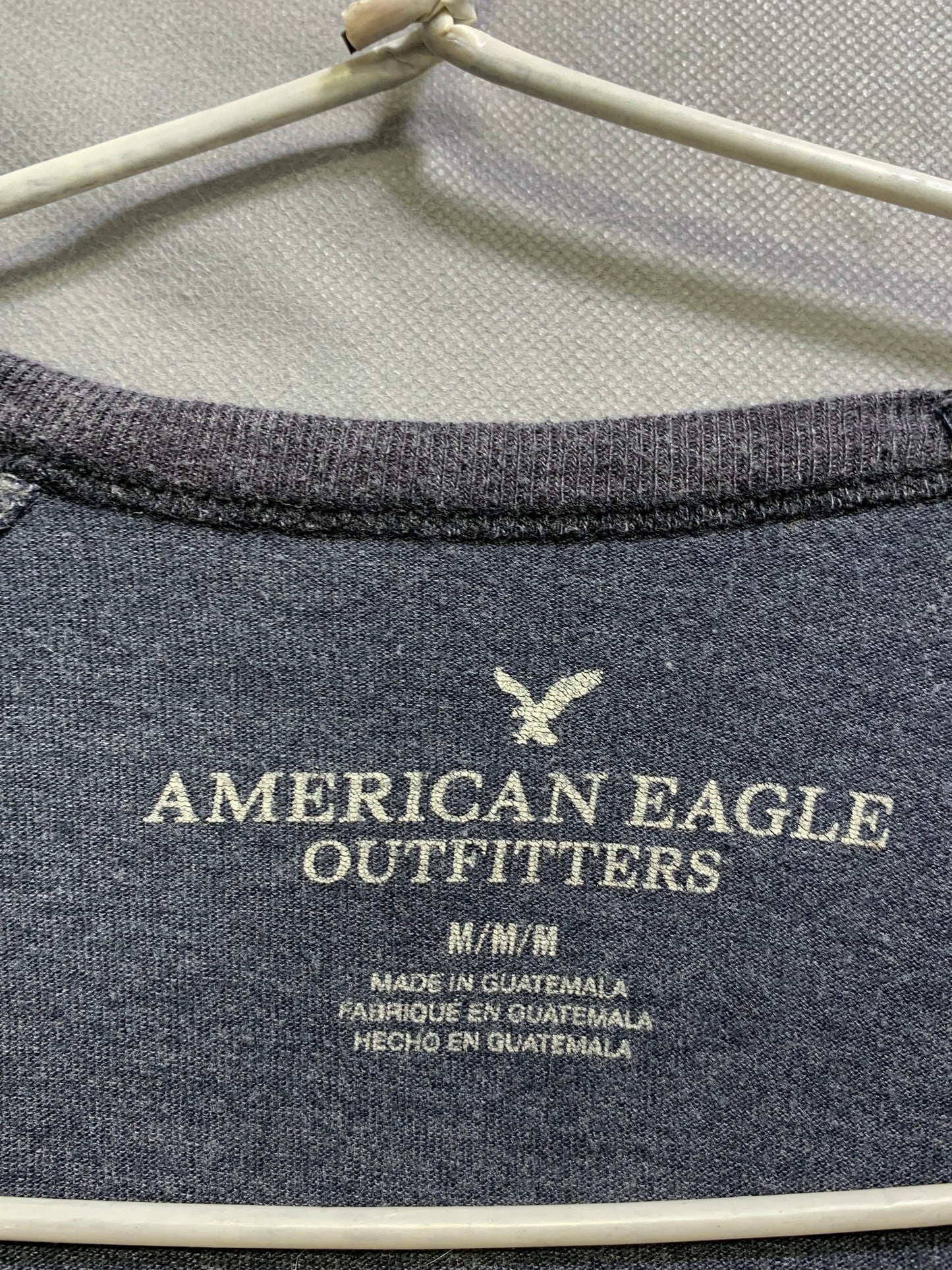American Eagle Branded Original Gray & Black Cotton T Shirt For Men