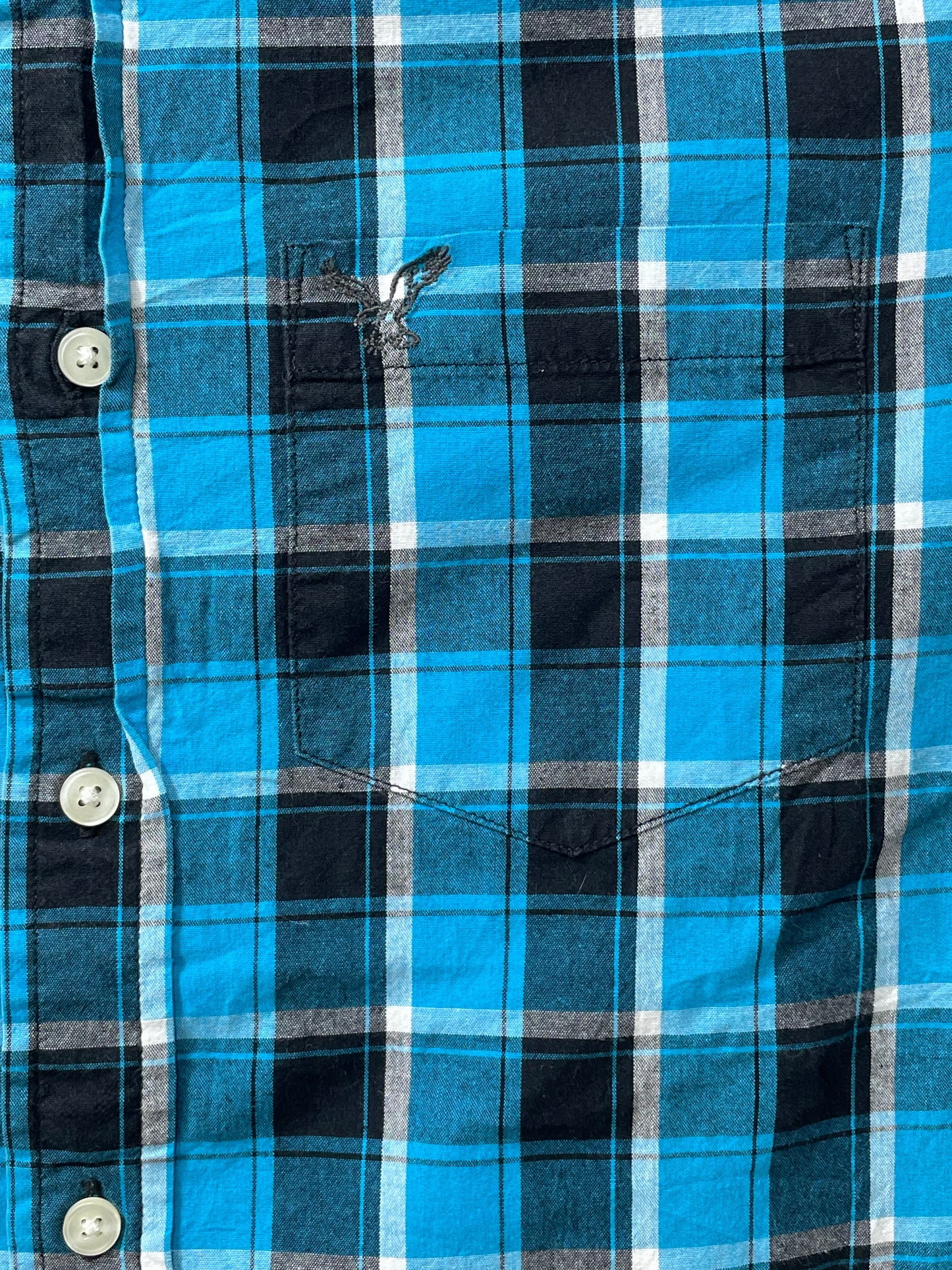 American Eagle Blue Cotton Shirt For Men Small