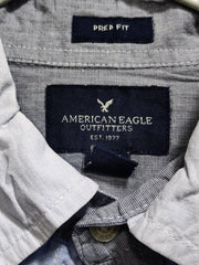 American Eagle Branded Original Blue & Gray Cotton Shirt For Men