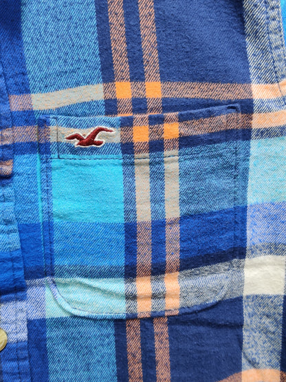 Hollister Blue Cotton Winter Shirt For Men