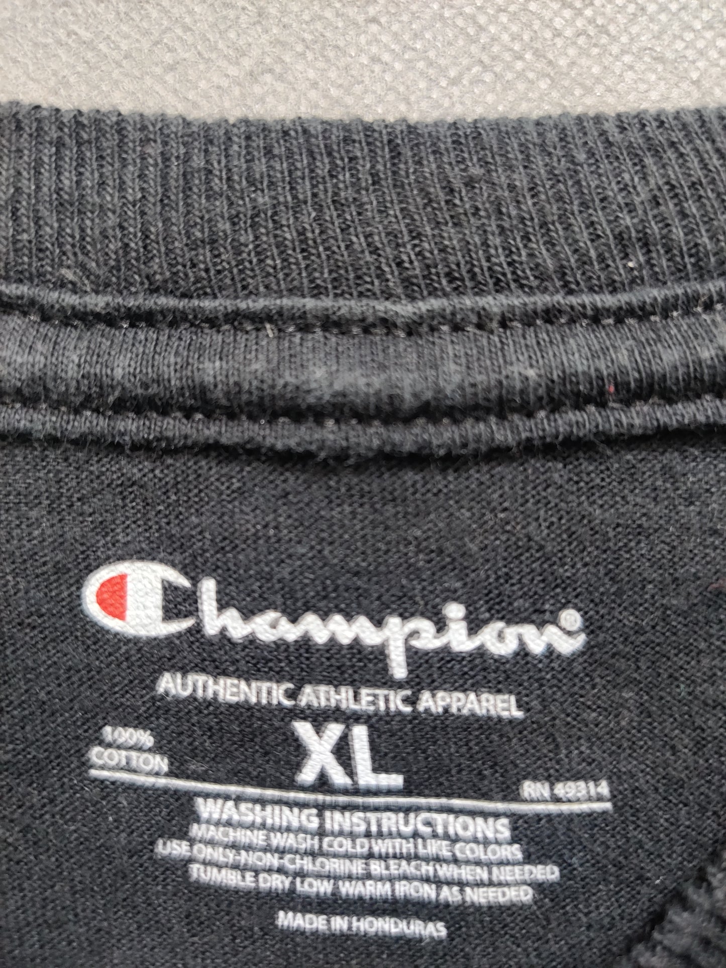Champion Black Cotton T Shirt For Men Large