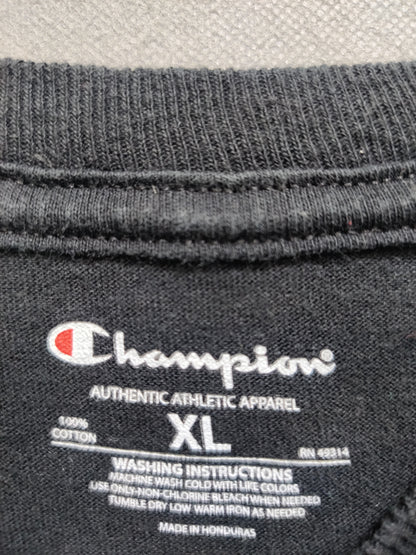Champion Black Cotton T Shirt For Men Large