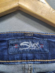 Silver Blue Denim Jeans For Women Medium