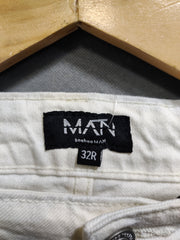 MAN White Denim Jeans For Women Large