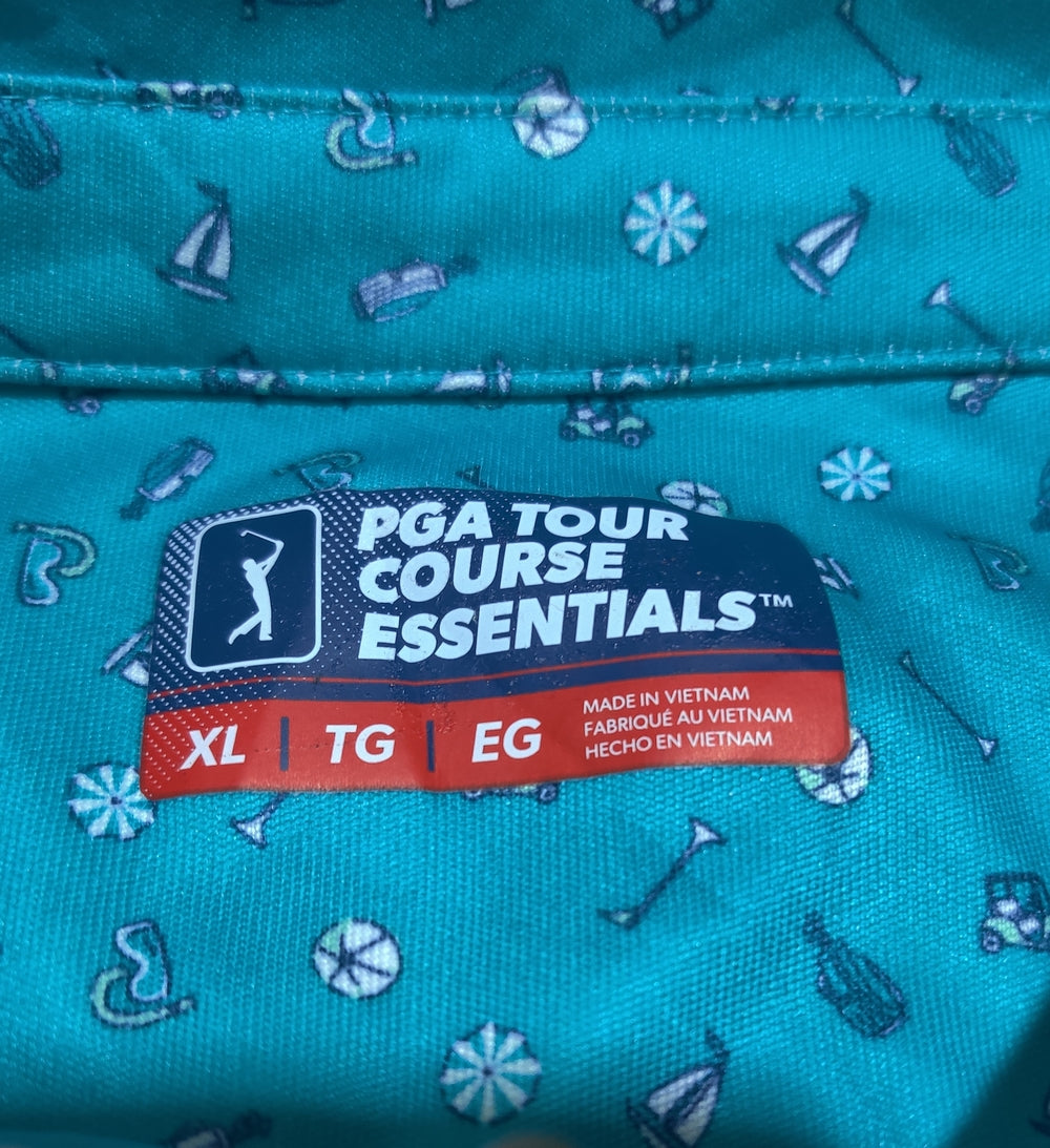 PGA Tour Men Sport Blue Polo T Shirt