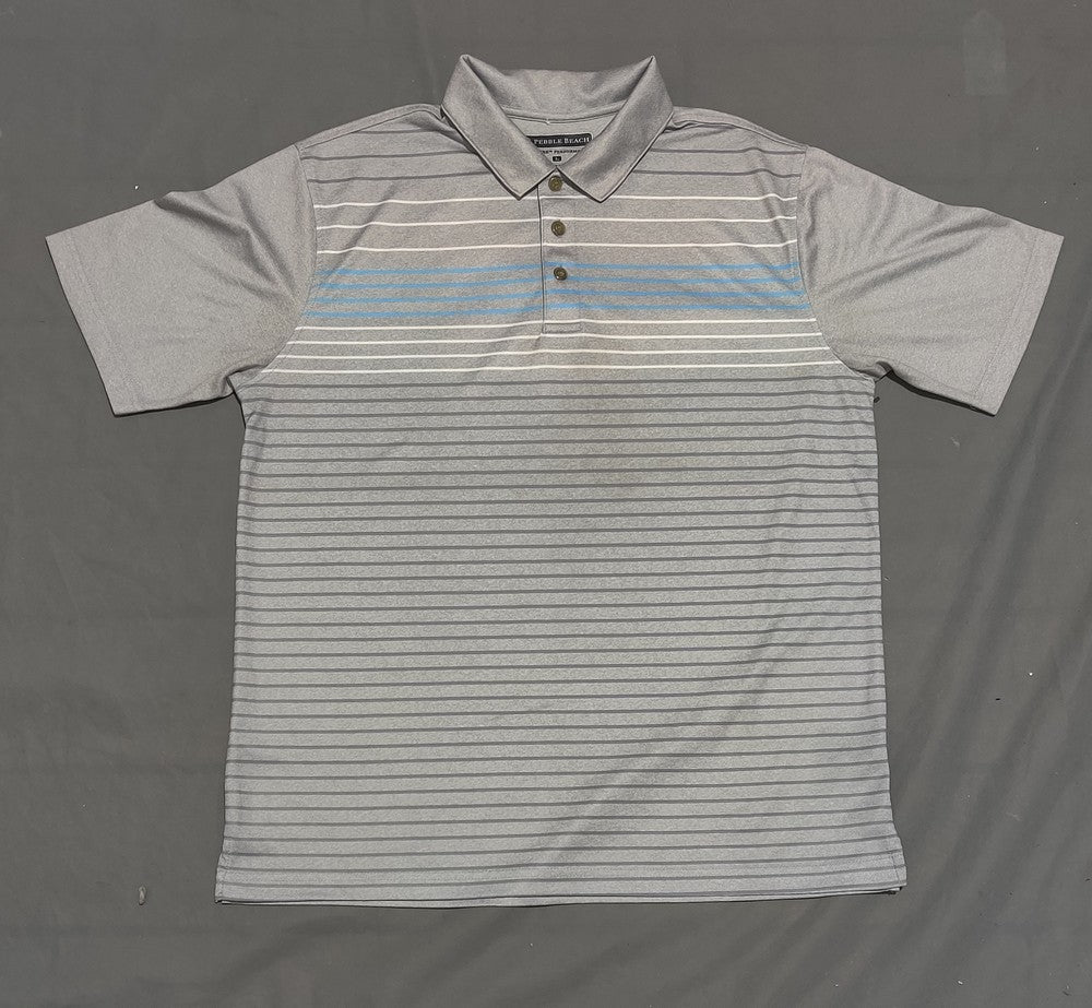 Pebble Beach Men Sport Gray Polo T Shirt