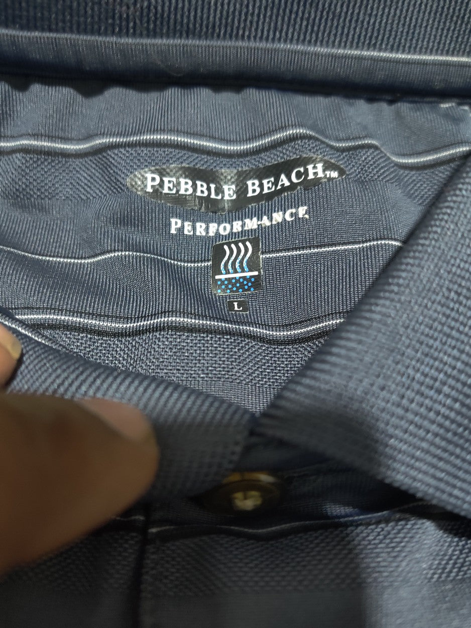 Pebble Beach Men Sport Gray Polo T Shirt