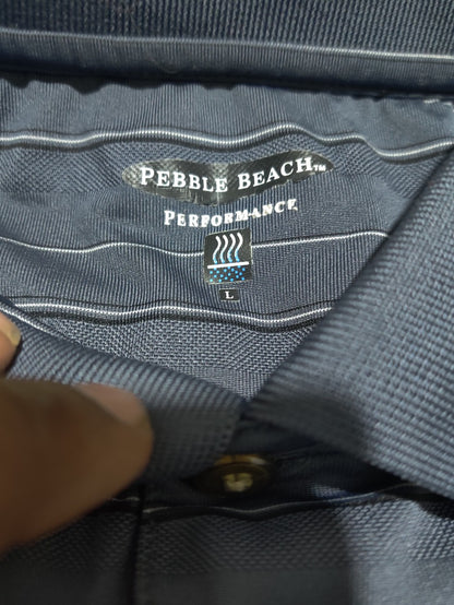 Pebble Beach Men Sport Gray Polo T Shirt