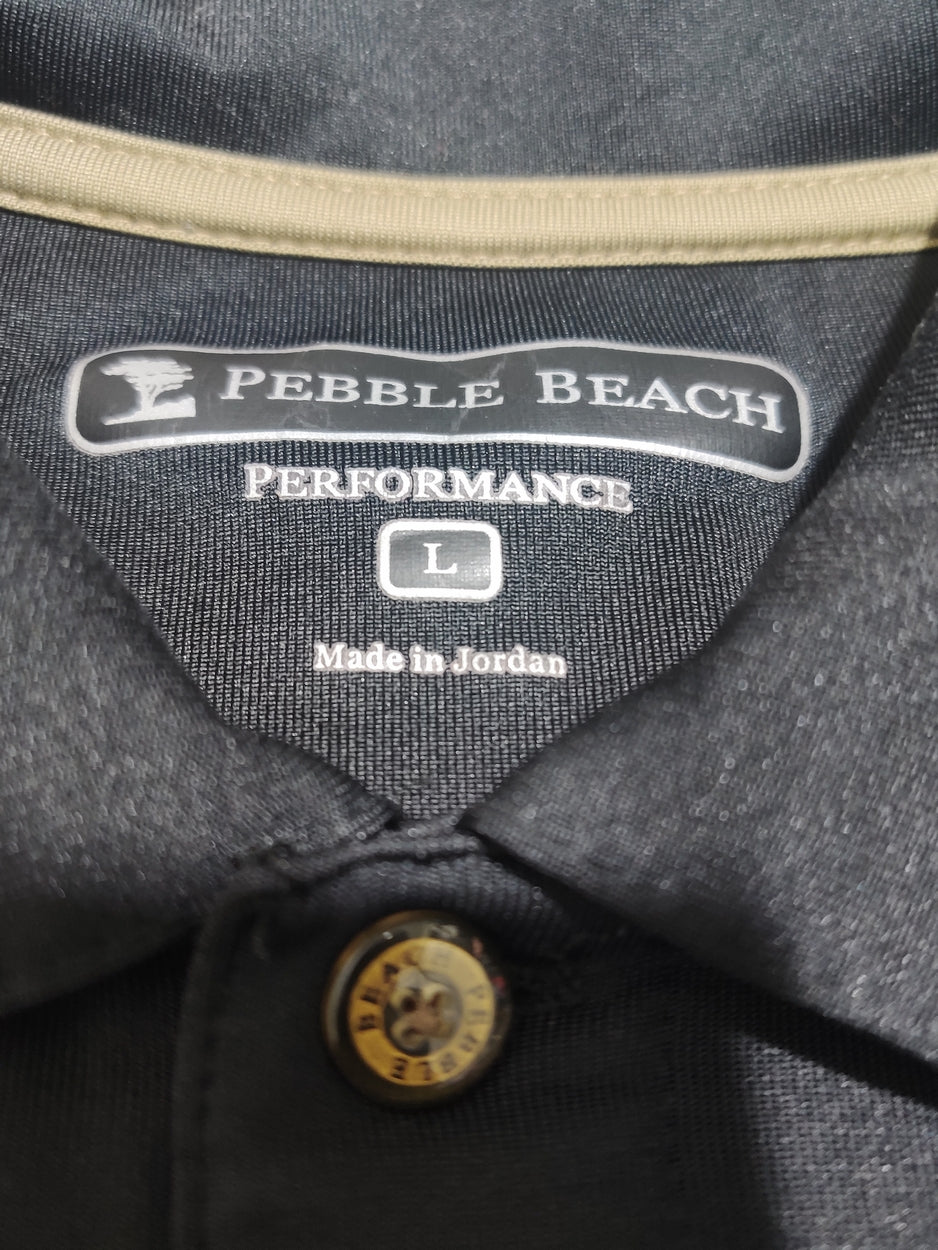 Pebble Beach Men Sport Black Polo T Shirt