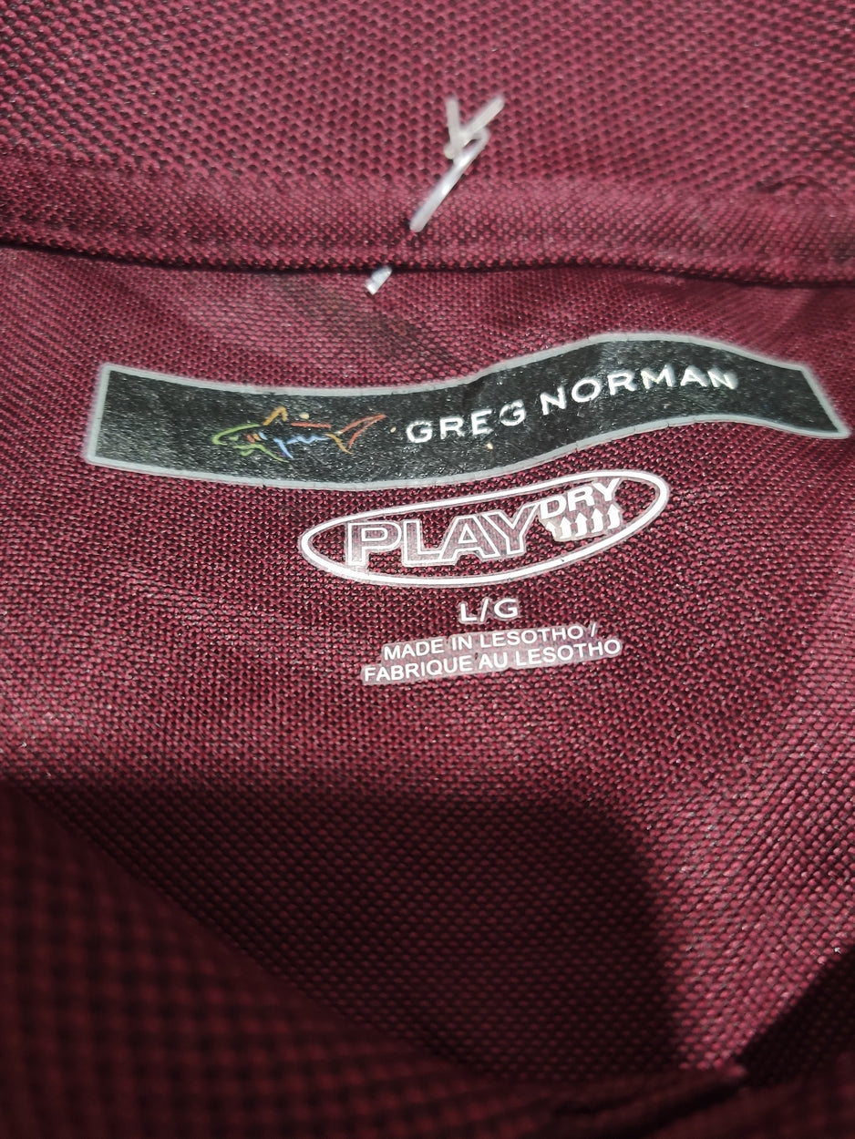 Greg Norman Men Sport Maroon Polo T Shirt
