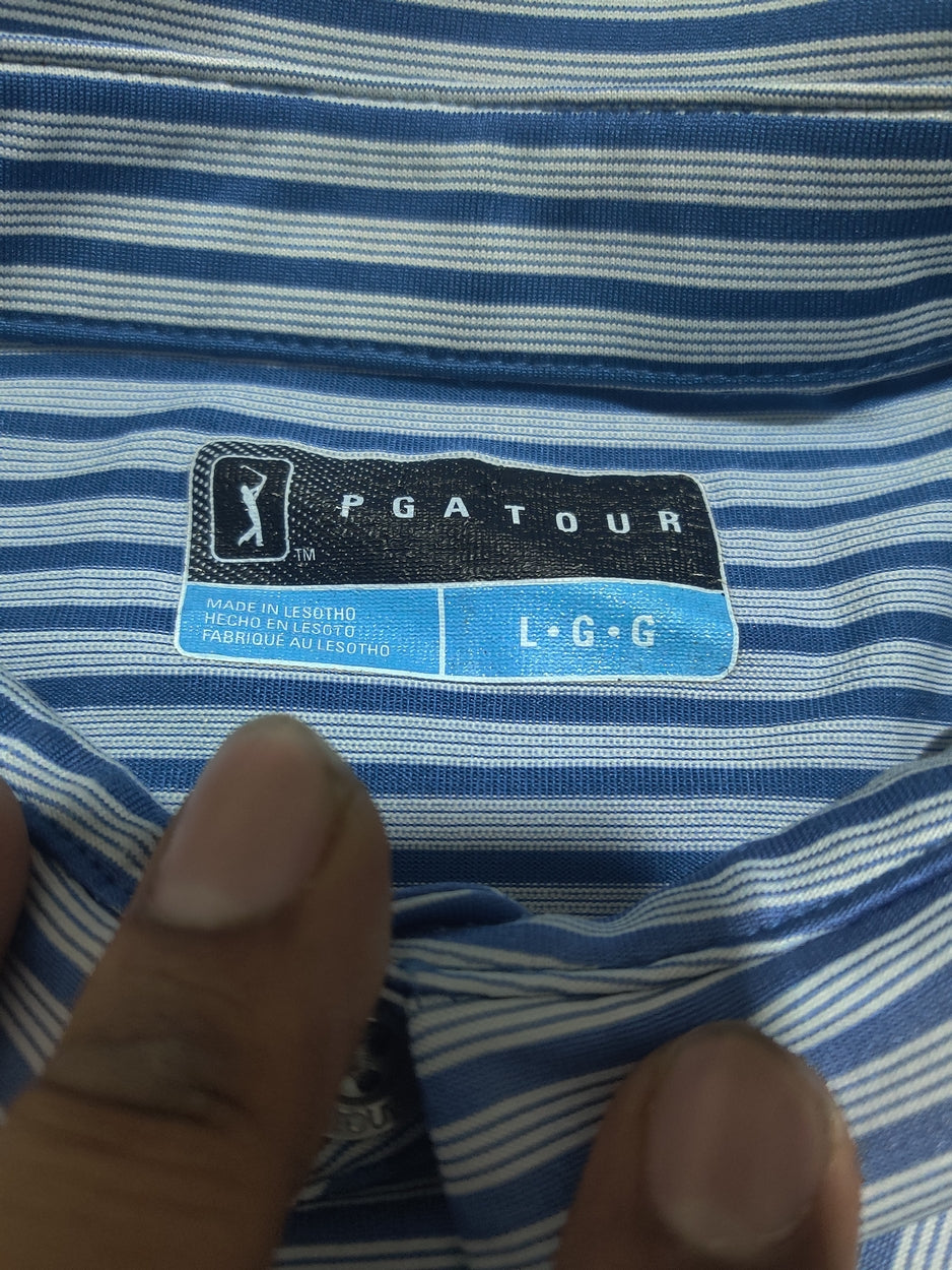 PGA Tour Men Sport Blue Polo T Shirt