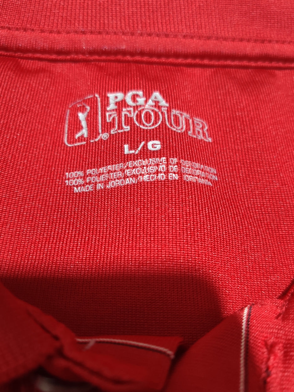 PGA Tour Men Sport Red Polo T Shirt