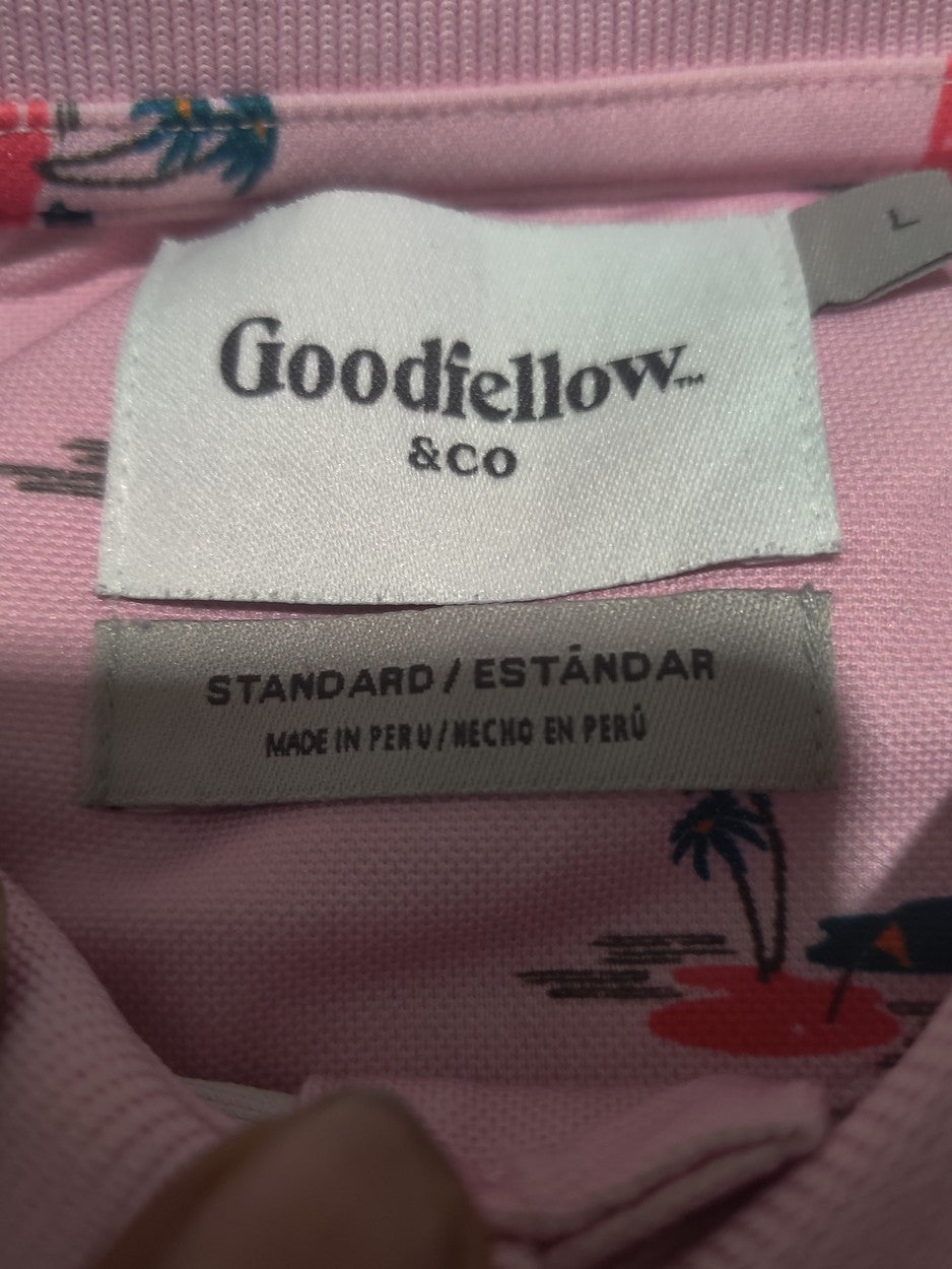 Good Fellow Men Sport Pink Polo T Shirt