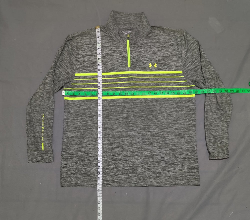 Under Armour Men Sport Gray Half Zip Polo T Shirt